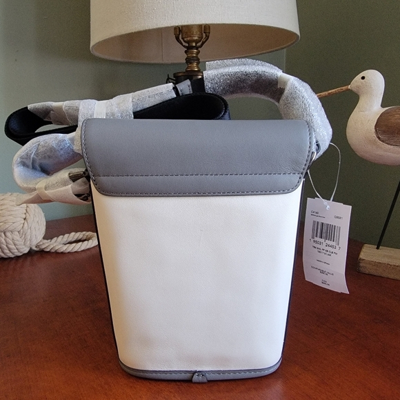 NWT Coach Small Track Flap Crossbody White Gray Colorblock Leather C4160 - Picture 3 of 16